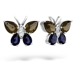 Smoky Quartz Butterfly 14K White Gold earrings E2215