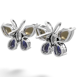 Smoky Quartz Butterfly 14K White Gold earrings E2215