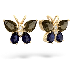 Smoky Quartz Butterfly 14K Yellow Gold earrings E2215