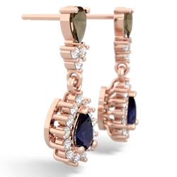 Smoky Quartz Halo Pear Dangle 14K Rose Gold earrings E1882