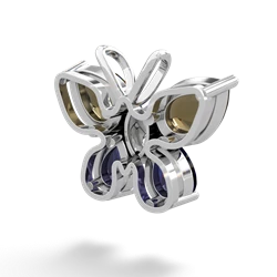 Smoky Quartz Butterfly 14K White Gold pendant P2215