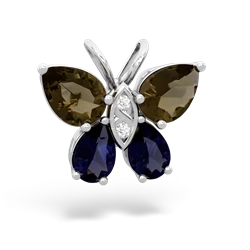 Smoky Quartz Butterfly 14K White Gold pendant P2215