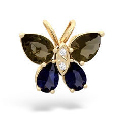 Smoky Quartz Butterfly 14K Yellow Gold pendant P2215