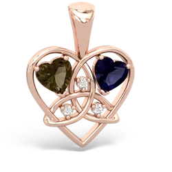 Smoky Quartz Celtic Trinity Heart 14K Rose Gold pendant P5331