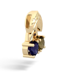 Smoky Quartz Sweet Cherries 14K Yellow Gold pendant P7001