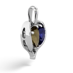 Smoky Quartz Two Become One 14K White Gold pendant P5330