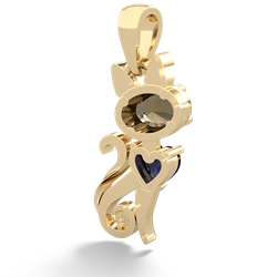 Smoky Quartz Kitten 14K Yellow Gold pendant P5780