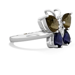 Smoky Quartz Butterfly 14K White Gold ring R2215