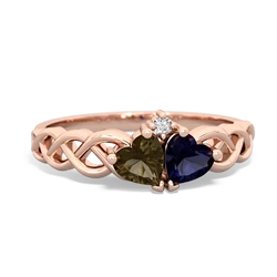 Smoky Quartz Heart To Heart Braid 14K Rose Gold ring R5870