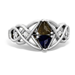 Smoky Quartz Keepsake Celtic Knot 14K White Gold ring R5300