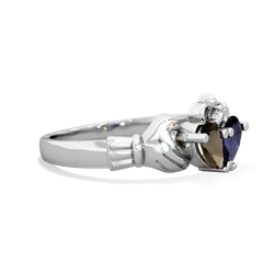 Smoky Quartz 'Our Heart' Claddagh 14K White Gold ring R2388