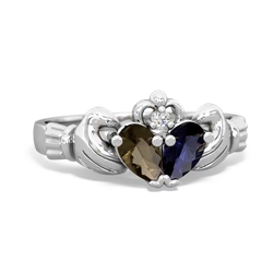 Smoky Quartz 'Our Heart' Claddagh 14K White Gold ring R2388