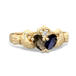 Smoky Quartz 'Our Heart' Claddagh 14K Yellow Gold ring R2388