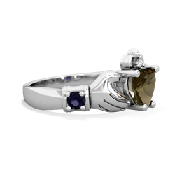 Smoky Quartz Claddagh Keepsake 14K White Gold ring R5245