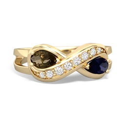 Smoky Quartz Diamond Infinity 14K Yellow Gold ring R5390