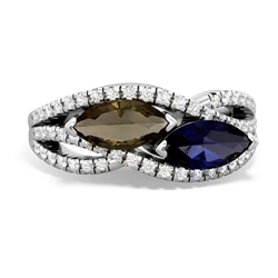 Smoky Quartz Diamond Rivers 14K White Gold ring R3070