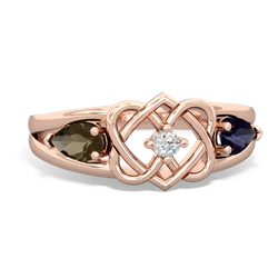 Smoky Quartz Hearts Intertwined 14K Rose Gold ring R5880