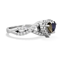 Smoky Quartz Diamond Twist 'One Heart' 14K White Gold ring R2640HRT