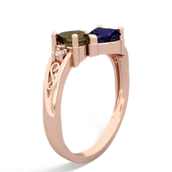 Smoky Quartz Snuggling Hearts 14K Rose Gold ring R2178