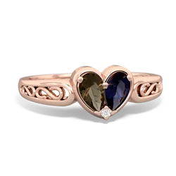 Smoky Quartz Filligree 'One Heart' 14K Rose Gold ring R5070