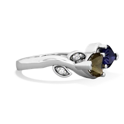 Smoky Quartz Floral Elegance 14K White Gold ring R5790