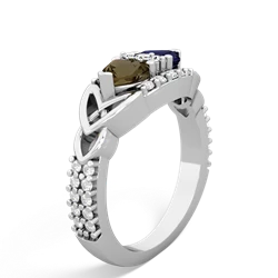 Smoky Quartz Sparkling Celtic Knot 14K White Gold ring R2645