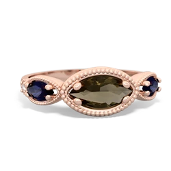 Smoky Quartz Milgrain Marquise 14K Rose Gold ring R5700