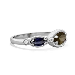 Smoky Quartz Milgrain Marquise 14K White Gold ring R5700