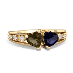 Smoky Quartz Heart To Heart 14K Yellow Gold ring R3342