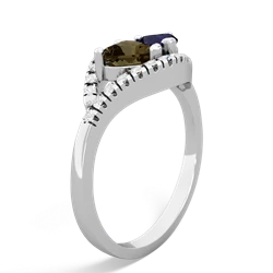 Smoky Quartz Mother And Child 14K White Gold ring R3010