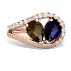 Smoky Quartz Nestled Heart Keepsake 14K Rose Gold ring R5650