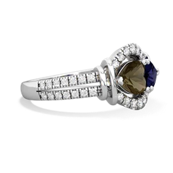 Smoky Quartz Art-Deco Keepsake 14K White Gold ring R5630