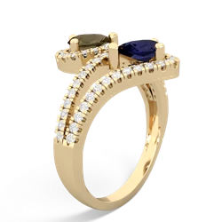 Smoky Quartz Diamond Dazzler 14K Yellow Gold ring R3000