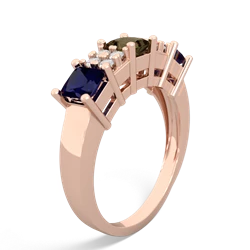 Smoky Quartz Three Stone Diamond Cluster 14K Rose Gold ring R2592