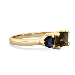 Smoky Quartz Three Stone 14K Yellow Gold ring R5235