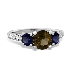 Smoky Quartz Pave Trellis 14K White Gold ring R5500