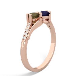 Smoky Quartz Infinity Pave Two Stone 14K Rose Gold ring R5285