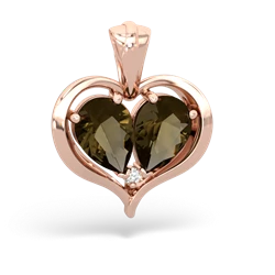 Smoky Quartz Two Become One 14K Rose Gold pendant P5330