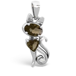 Smoky Quartz Kitten 14K White Gold pendant P5780