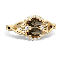 Smoky Quartz Love Nest 14K Yellow Gold ring R5860