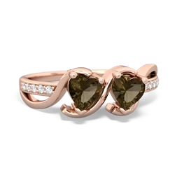 Smoky Quartz Side By Side 14K Rose Gold ring R3090