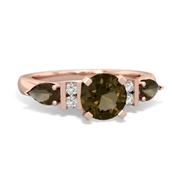 Smoky Quartz 6Mm Round Eternal Embrace Engagement 14K Rose Gold ring R2005