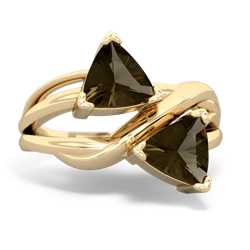 Smoky Quartz Split Band Swirl 14K Yellow Gold ring R2341