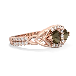 Smoky Quartz Sparkling Celtic Knot 14K Rose Gold ring R2645