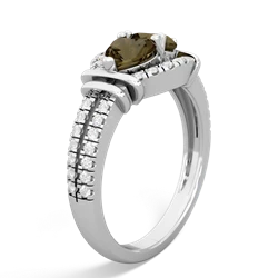 Smoky Quartz Art-Deco Keepsake 14K White Gold ring R5630