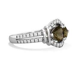 Smoky Quartz Art-Deco Keepsake 14K White Gold ring R5630