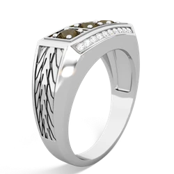 Peridot Three Stone Tire Tread Men's 14K White Gold ring R0520