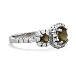 Smoky Quartz Regal Halo 14K White Gold ring R5350