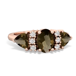 Smoky Quartz Antique Style Three Stone 14K Rose Gold ring R2186