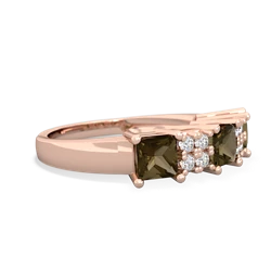 White Topaz Three Stone Diamond Cluster 14K Rose Gold ring R2592